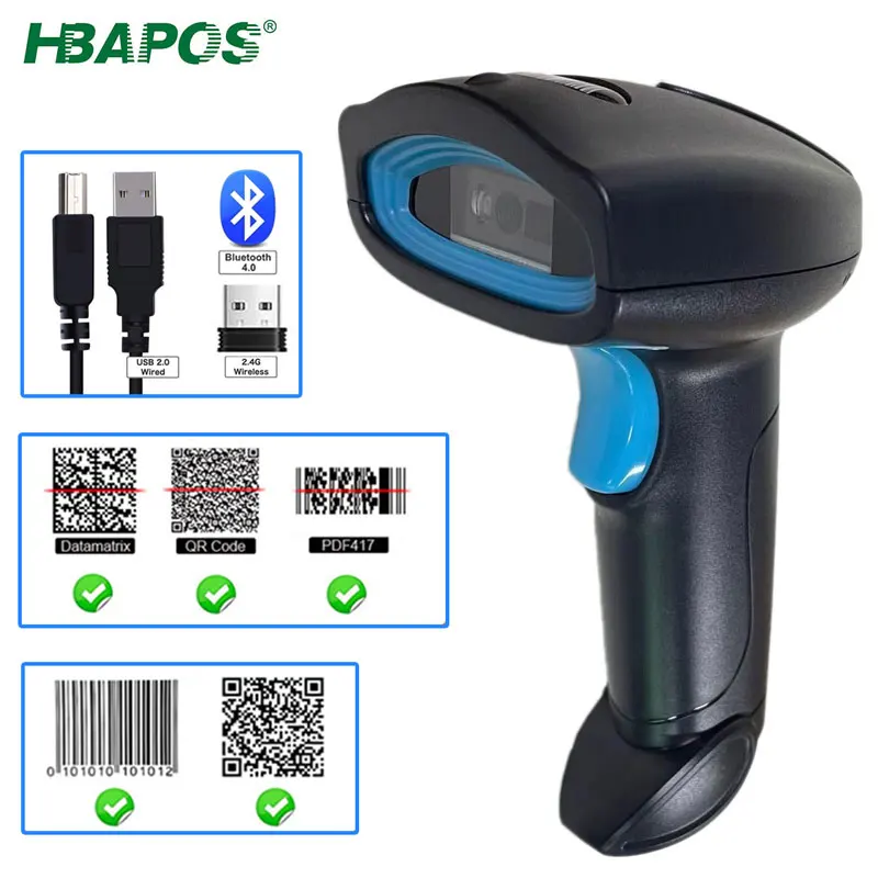 Bluetooth Barcode Scanner PDF417 1D 2D QR Bar Code Reader 2.4G Wireless Wired USB Supermarket Handheld Barcod Reader Display
Bluetooth Barcode Scanner PDF417 1D 2D QR Bar Code Reader 2.4G Wireless Wired USB Supermarket Handheld Barcod Reader Display