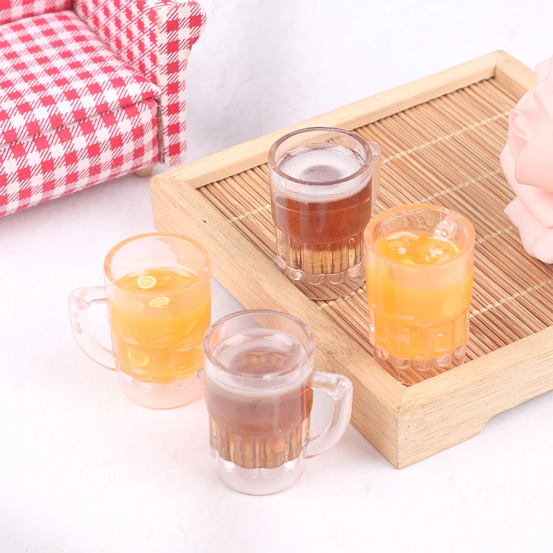 

2pcs 1/12 Dollhouse Miniature Beer Mug Mini Lemon Cup Drinks Toy for Doll House Decor accessories