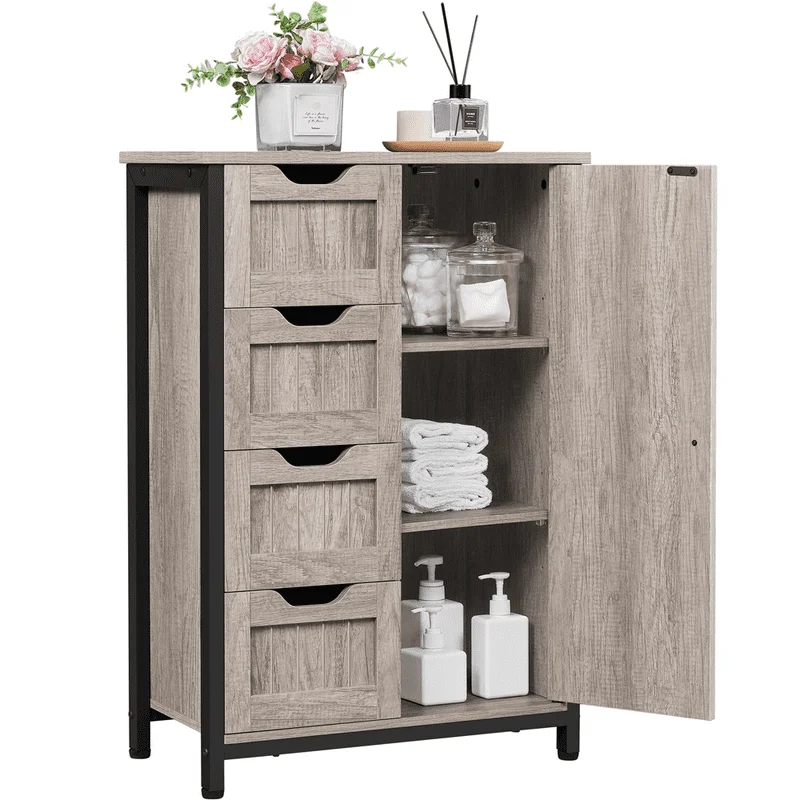 Gray Wooden Bathroom Storage Cabinet with 4 Drawers Medicine cabinet with mirror Shelves Cabinet Desk organizer Shelf Bathroom o
Gray Wooden Bathroom Storage Cabinet with 4 Drawers Medicine cabinet with mirror Shelves Cabinet Desk organizer Shelf Bathroom o