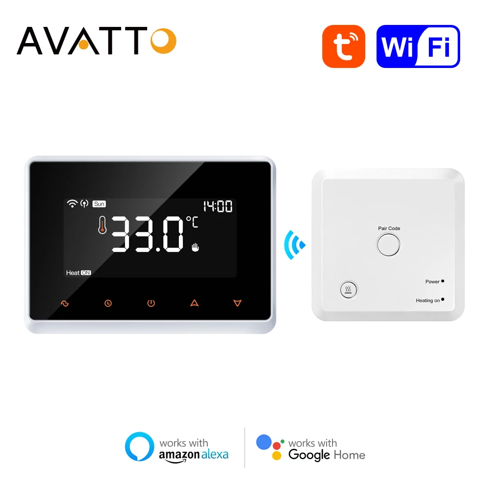 AVATTO Wifi Smart Thermostat,Tuya RF Wireless Temperature Controller for Gas Boiler Water Heating,Control with Alexa Google Home
AVATTO Wifi Smart Thermostat,Tuya RF Wireless Temperature Controller for Gas Boiler Water Heating,Control with Alexa Google Home