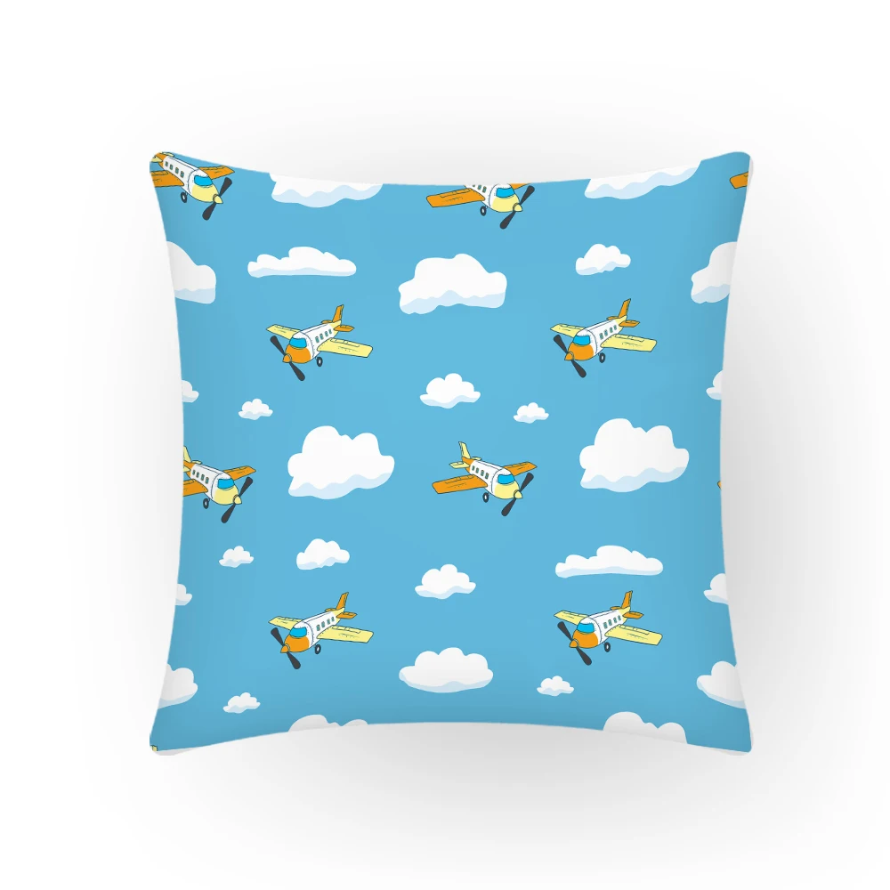 

Art Pillowcase Home Decor Throw Pillow Cartoon Cushion Cover 45x45 Colorful Upholstery 2023 Plane Sofa Decorative Textile E2185