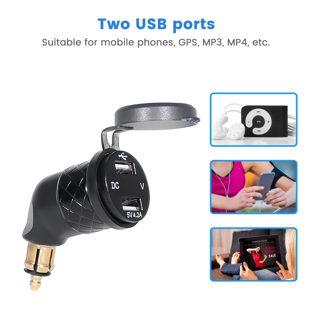 Водонепроницаемое зарядное устройство 12 В для мотоцикла с двойным USB разъемом для BMW R1200GS R1200RT -Triumph Ducati и других мотоциклов
Водонепроницаемое зарядное устройство 12 В для мотоцикла с двойным USB разъемом для BMW R1200GS R1200RT -Triumph Ducati и других мотоциклов