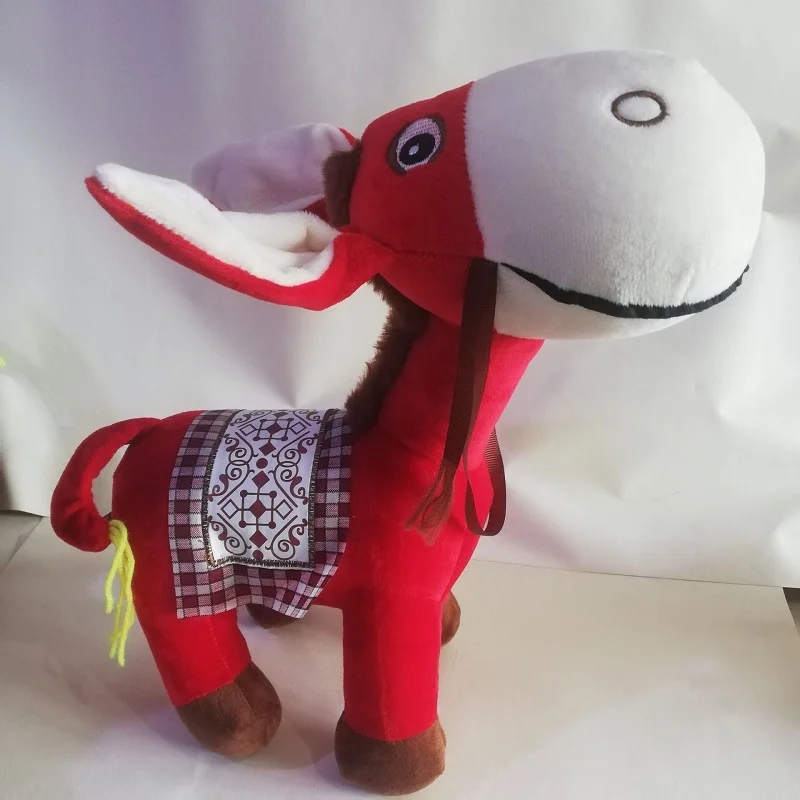 

About 35cm Lovely Red Donkey Plush Toy Soft Donkey Doll Kids Toy Xmas Gift h2991