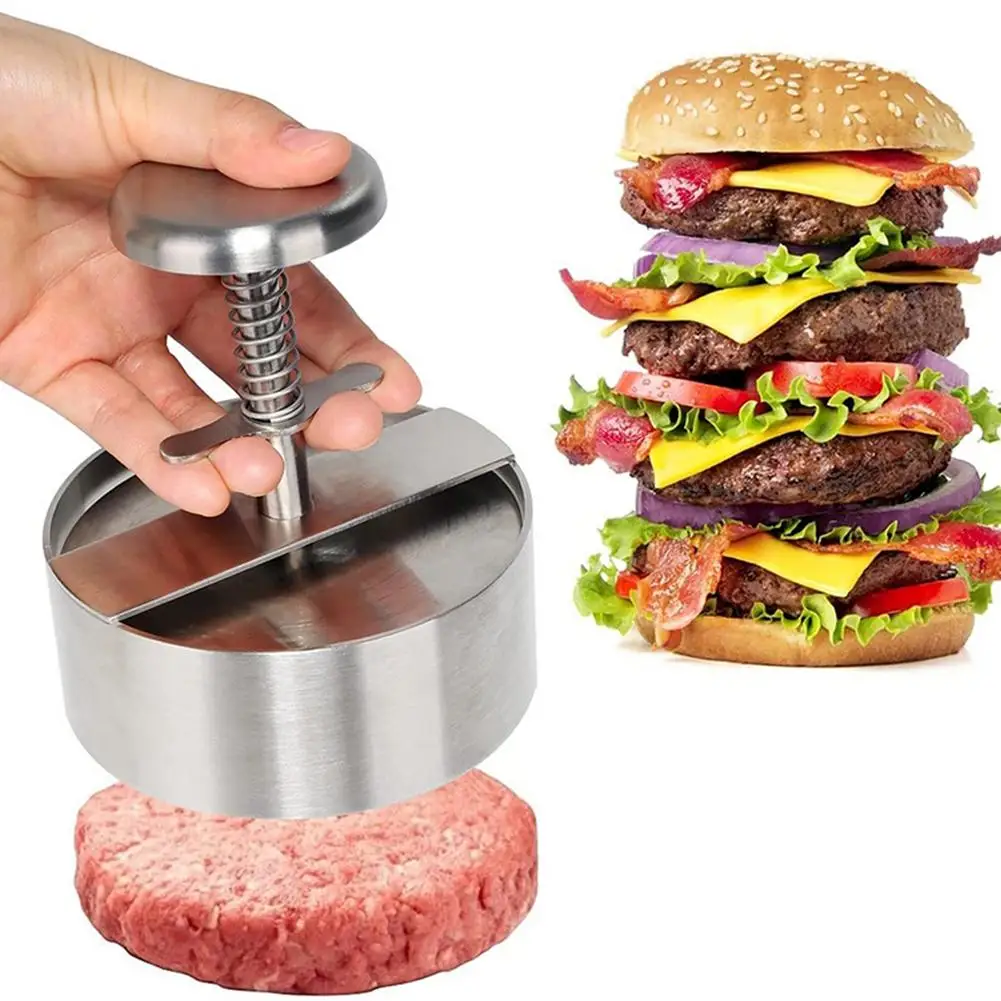 

Stainless Steel Hamburger Maker Burger Press Round Shape Non-Stick Cutlets Meat Beef Grill Smasher Patty Mold