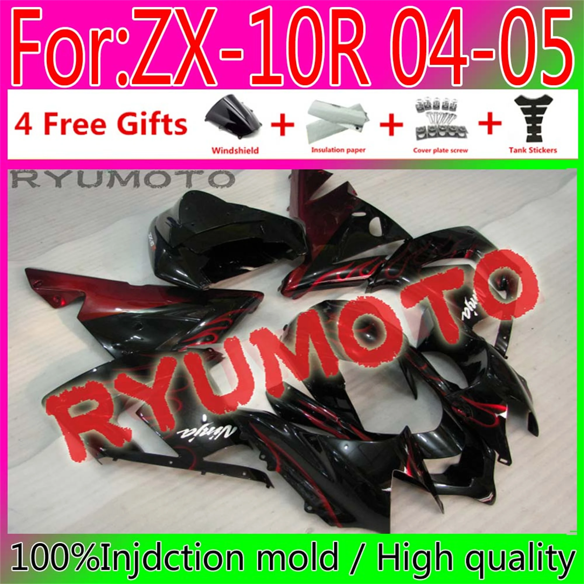 Motorcycle Injection mold Fairings + tank cover For Kawasaki ZX10R ZX-10R 04 05 ZX 10R 2004 2005 ABS Fairing
Motorcycle Injection mold Fairings + tank cover For Kawasaki ZX10R ZX-10R 04 05 ZX 10R 2004 2005 ABS Fairing