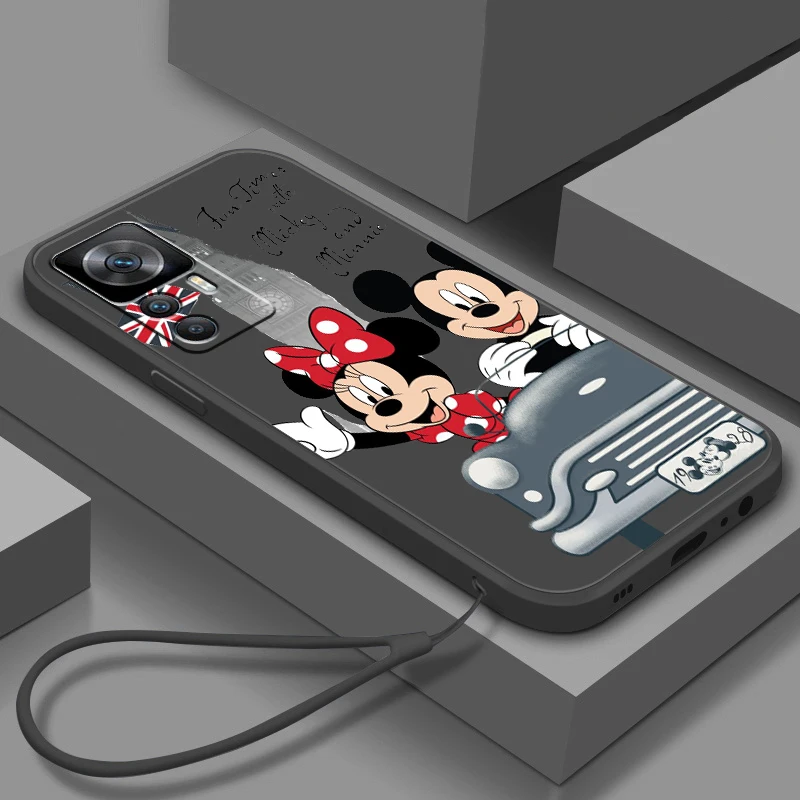 

London Mickey Minnie mouse Liquid Rope Phone Case For Xiaomi Redmi K50 K40 K40S Gaming K30 10C 10 10X 9A 9 9T 9C 9AT 8 8A 5G