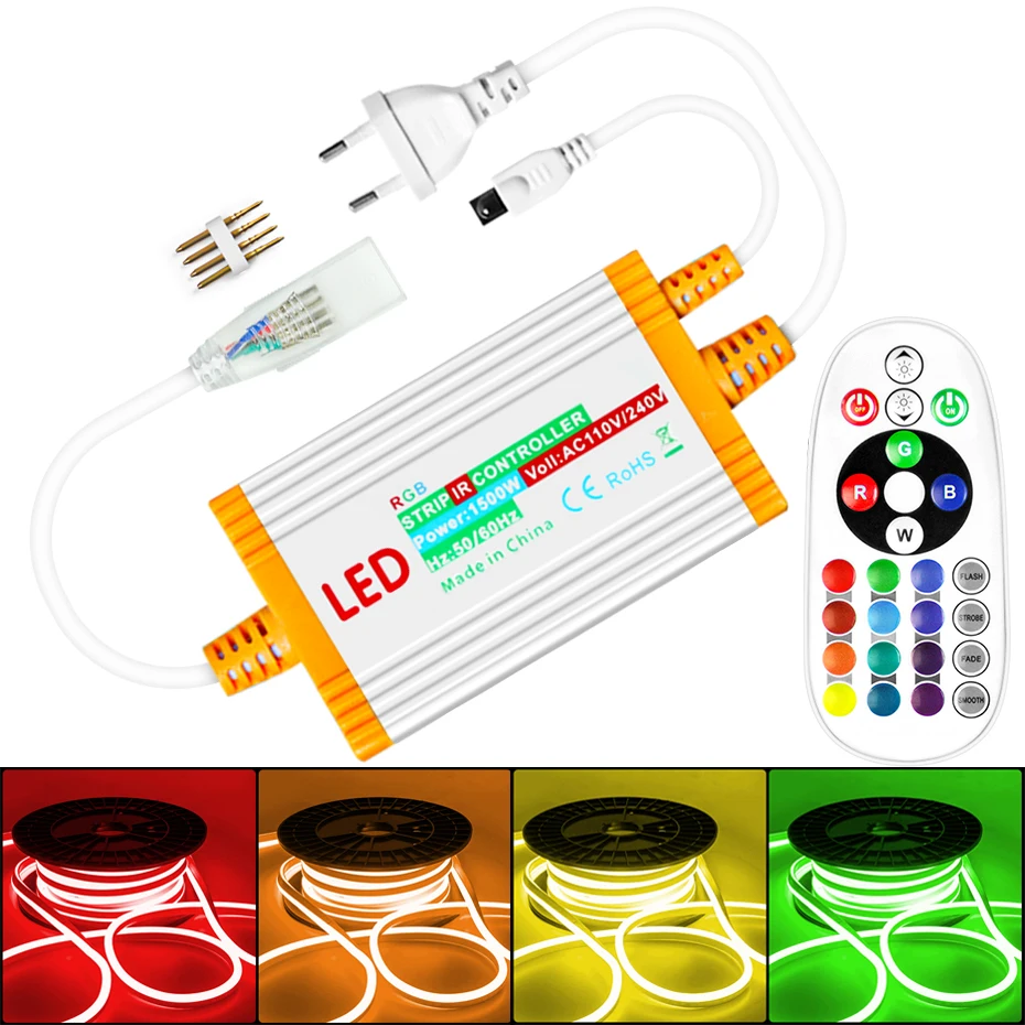 RGB Waterproof Controller For 220V LED Strip 1-100M SMD5050 2835 Neon Light Dimmable IP68 1500W with Infrared Remote Control
RGB Waterproof Controller For 220V LED Strip 1-100M SMD5050 2835 Neon Light Dimmable IP68 1500W with Infrared Remote Control