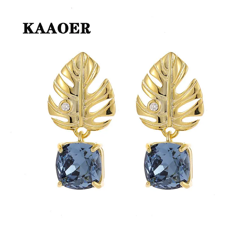 KAAOER 2022 NEW 100% S925 New blue crystal earrings female Korean fashion leaf earrings sen cold wind earrings wholesale
KAAOER 2022 NEW 100% S925 New blue crystal earrings female Korean fashion leaf earrings sen cold wind earrings wholesale