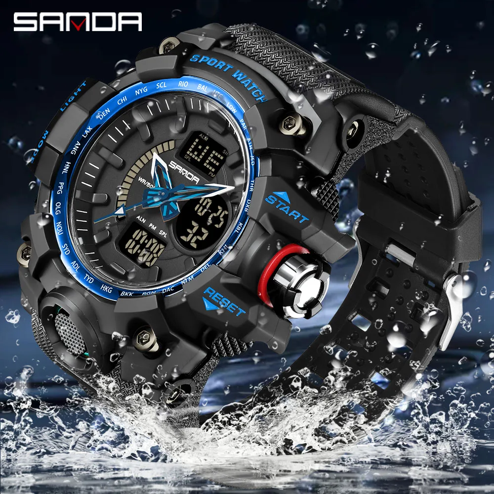 2023 SANDA Brand New Military Watch Dual Display Men Sports Watches G Style Digital Waterproof Watches Relogio Masculino 3132
2023 SANDA Brand New Military Watch Dual Display Men Sports Watches G Style Digital Waterproof Watches Relogio Masculino 3132