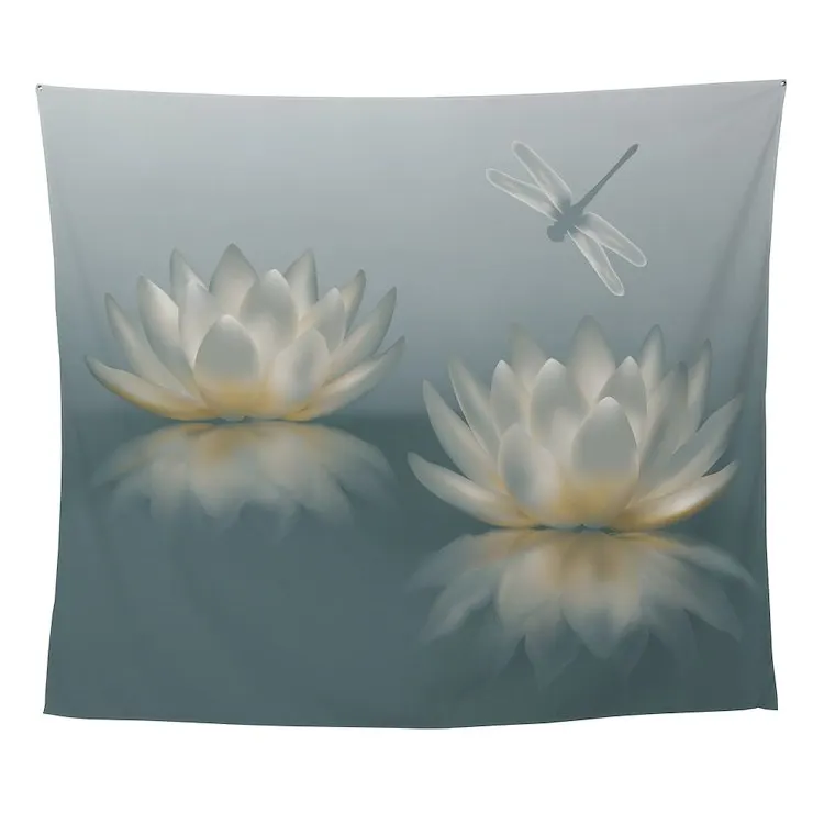 

Настенный Гобелен Lotus and Dragonfly, настенный художественный гобелен с принтом насекомых, украшение для комнаты, полотенце, коврик, подвесное настенное Красивое Одеяло