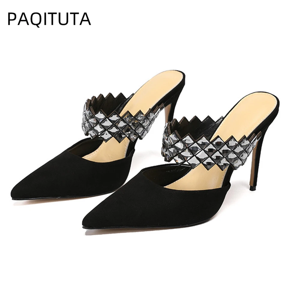 Luxury Suede Pointed Toe Sandals For Girls Women 10cm Stiletto Heel Diamond Rhinestone Slingbacks Slim Shoes Summer
Luxury Suede Pointed Toe Sandals For Girls Women 10cm Stiletto Heel Diamond Rhinestone Slingbacks Slim Shoes Summer
