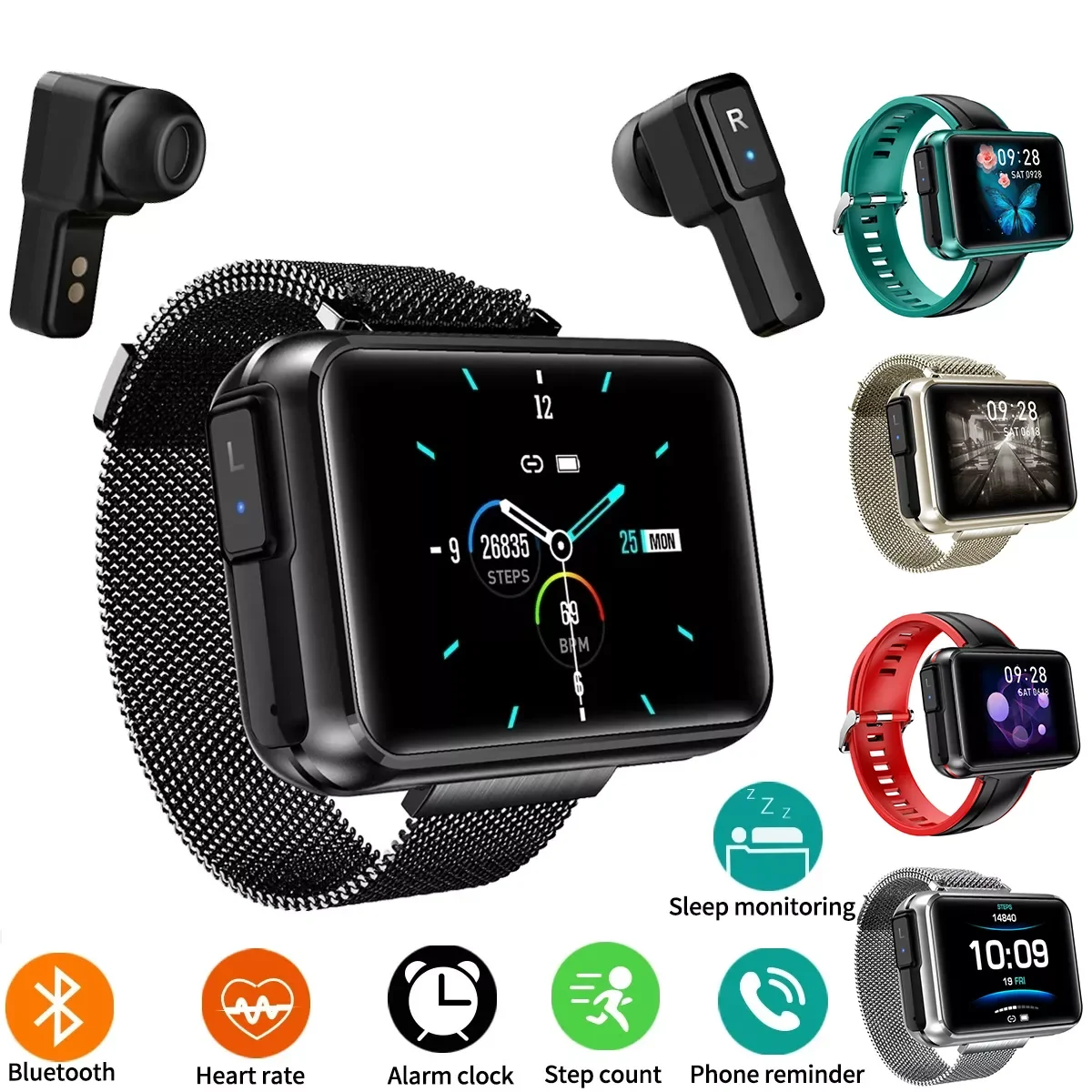 Smart Watch 2 in 1 TWS Wireless Bluetooth Headset Big DIY Screen Fitness Heart Rate Tracker Bracelet Man Sports Smartwatch
Smart Watch 2 in 1 TWS Wireless Bluetooth Headset Big DIY Screen Fitness Heart Rate Tracker Bracelet Man Sports Smartwatch