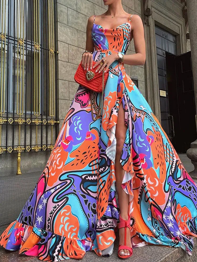 Sexy Sling Sleeveless Long Maxi Dress Women Elegant Backless Off Shoulder Party A-line Dress Fashion Ruffle Slit Evening Dresses
Sexy Sling Sleeveless Long Maxi Dress Women Elegant Backless Off Shoulder Party A-line Dress Fashion Ruffle Slit Evening Dresses