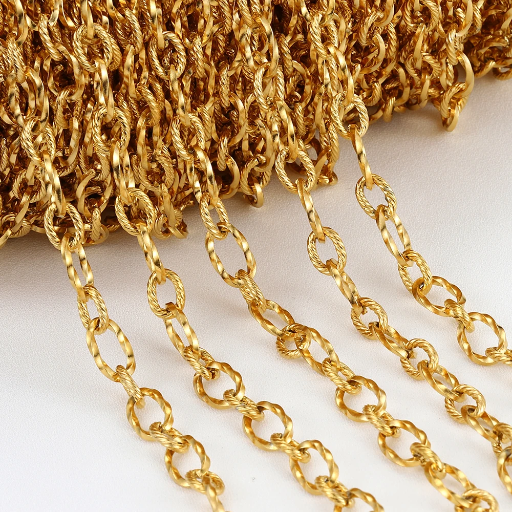 

1meter 7mm Gold Color Stainless Steel Chain Rolo Cable Bulk Chains for Jewelry Making DIY Link Necklace Bracelet Accessories