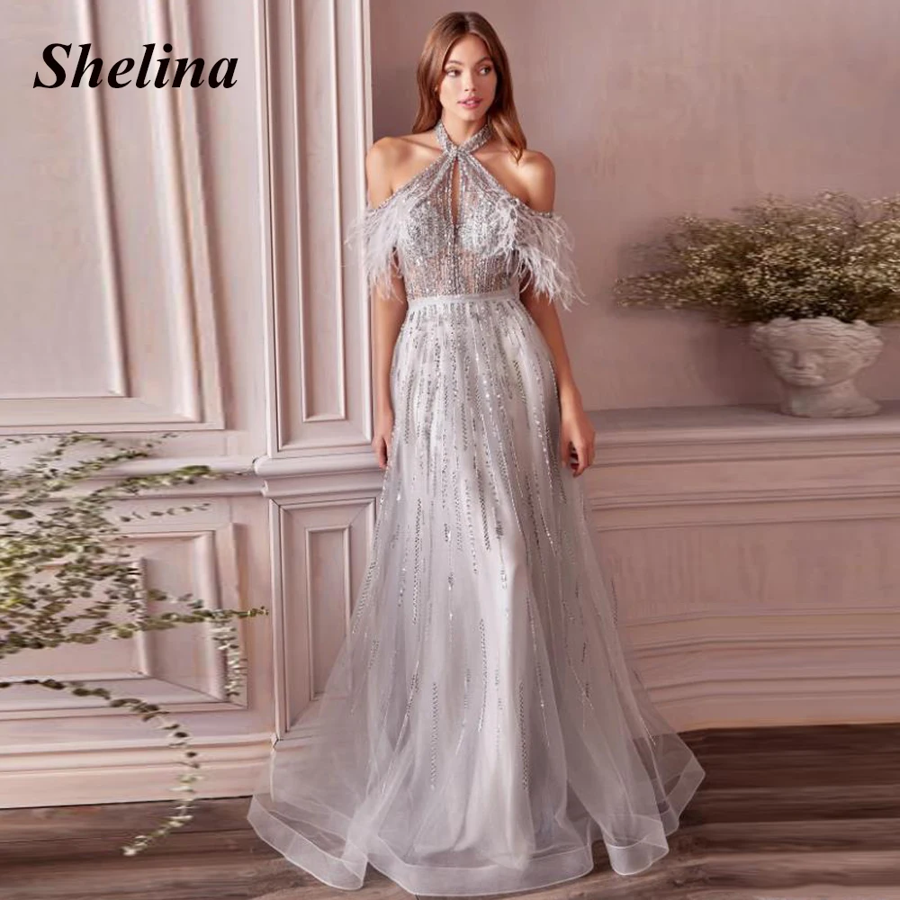 Shelina Gorgeous Sequins Feathers Tulle Prom Dresses Halte Backless Court Train Evening Gown Vestido De Noche Made To Order
Shelina Gorgeous Sequins Feathers Tulle Prom Dresses Halte Backless Court Train Evening Gown Vestido De Noche Made To Order