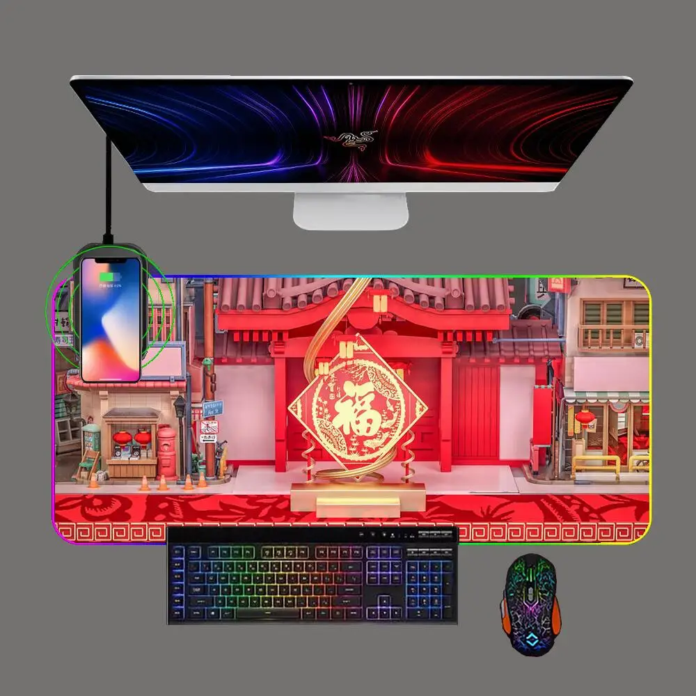 Chinese Red Style HD Gaming Mouse Pad RGB Phone Wireless Charging with Backlit Pc Keyboard Mat Game Computer LED Office Mousepad
Chinese Red Style HD Gaming Mouse Pad RGB Phone Wireless Charging with Backlit Pc Keyboard Mat Game Computer LED Office Mousepad