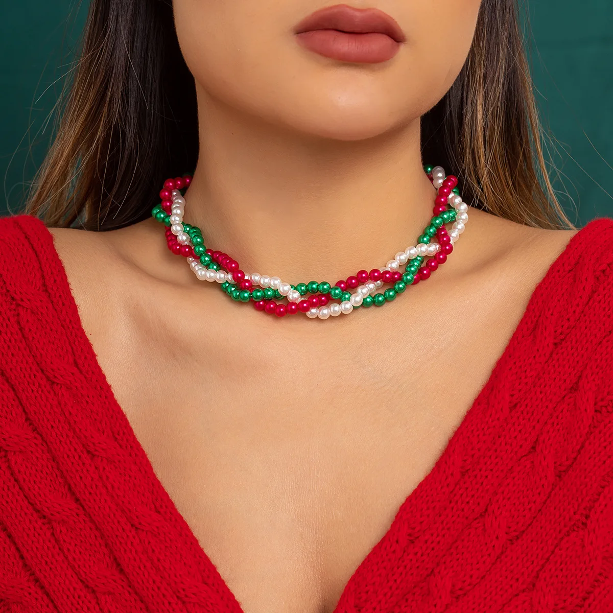 Christmas Imitation Pearl Twisted Link Necklace for Women Gothic Colorful Bead Clavicle Chain Xmas New Year Party Jewelry Gift
Christmas Imitation Pearl Twisted Link Necklace for Women Gothic Colorful Bead Clavicle Chain Xmas New Year Party Jewelry Gift