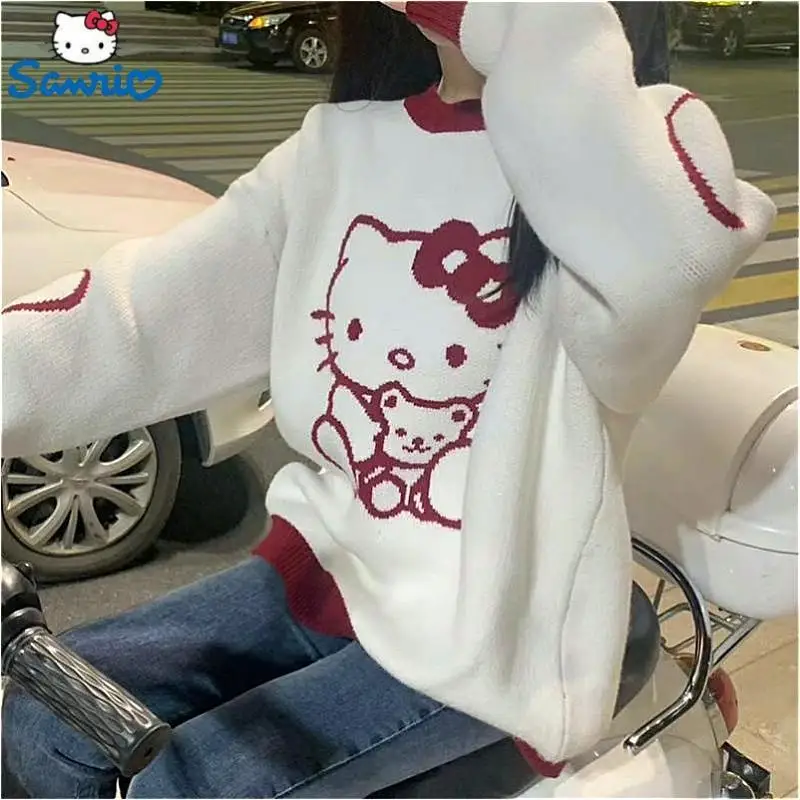 Sanrio Autumn FemaleWear Hello Kitty O-Neck Pullovers Loose Color Sweater Top Korean Fashion Sweater Women Long Sleeve Sweater
Sanrio Autumn FemaleWear Hello Kitty O-Neck Pullovers Loose Color Sweater Top Korean Fashion Sweater Women Long Sleeve Sweater