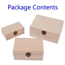 S/M/L Wooden Storage Box Plain Wood With Lid Multifunction Square Hinged Craft Gift Boxes For Home Supply Storage Decoration