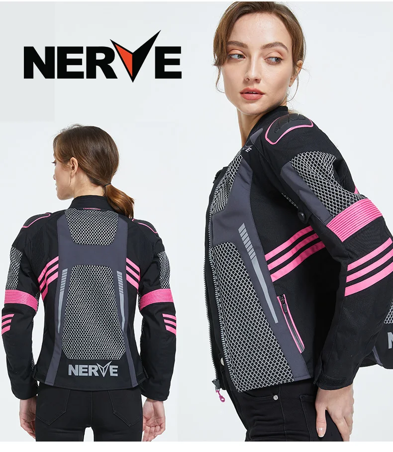 NERVE Women's Motorcycle Jacket Summer Breathable Pink Green Stylish with Detachable CE Protection Armor/ Motocross Accessories
NERVE Women's Motorcycle Jacket Summer Breathable Pink Green Stylish with Detachable CE Protection Armor/ Motocross Accessories