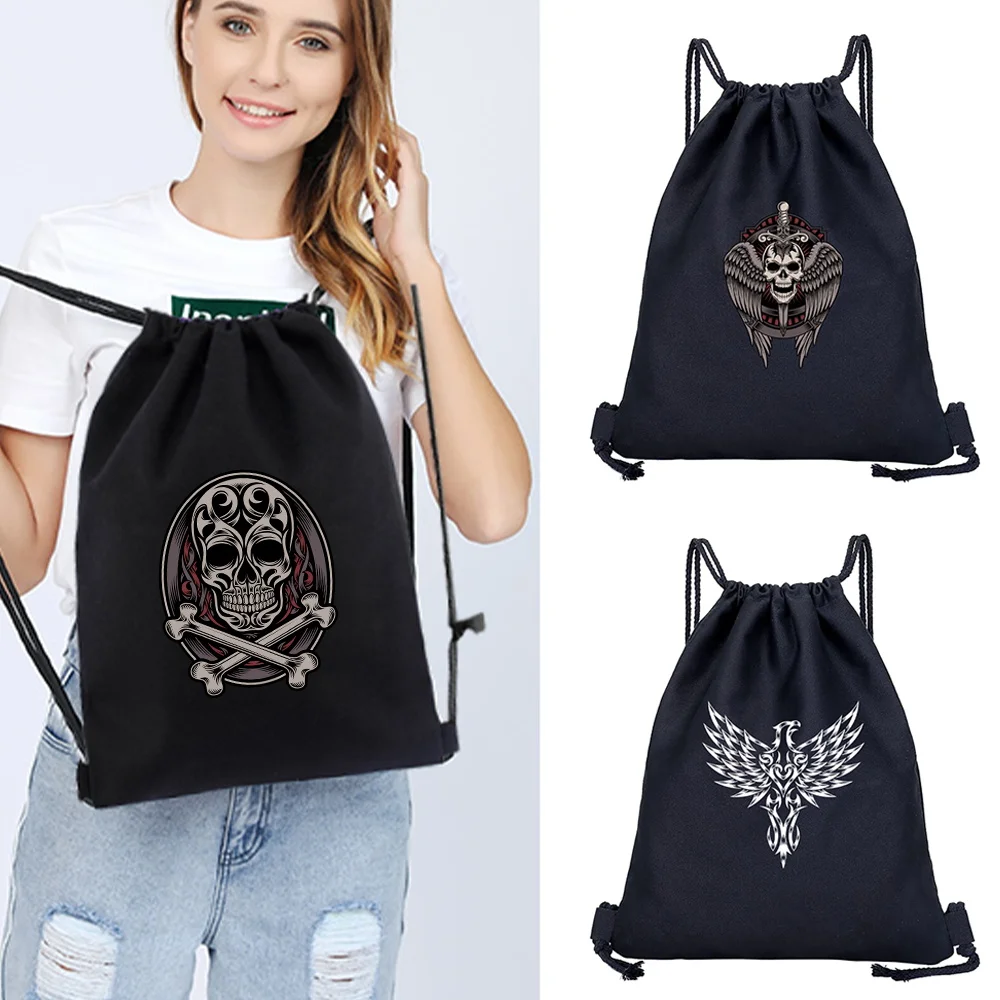 Gym Drawstring Backpacks Canvas Travel Beach Bags Outdoor Bag Skull Series Print Portable Foldable Sports Shopping Bags Knapsack
Gym Drawstring Backpacks Canvas Travel Beach Bags Outdoor Bag Skull Series Print Portable Foldable Sports Shopping Bags Knapsack
