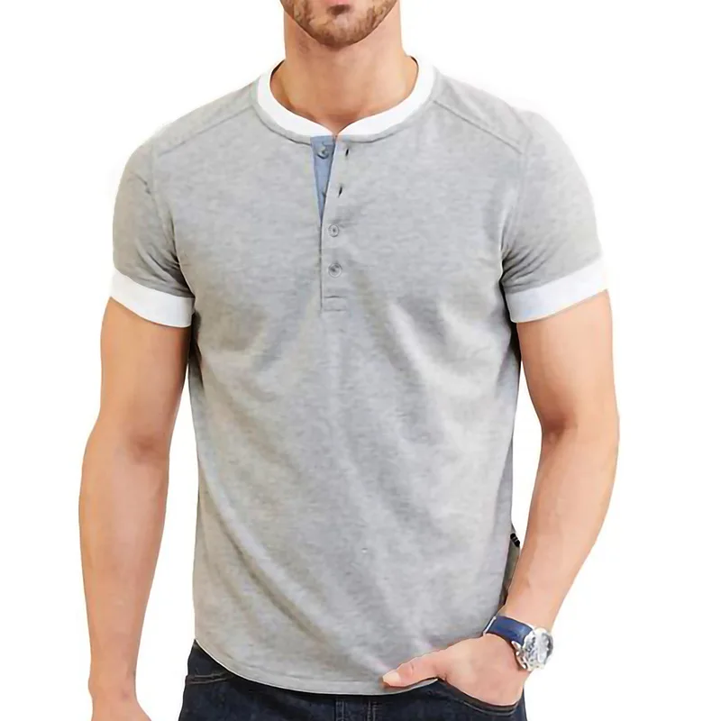 Men T-shirt Summer Solid Color Stitching Loose Top Streetwear Vintage T-shirt Men Short Sleeve Button O-Neck Pullover T-shirt
Men T-shirt Summer Solid Color Stitching Loose Top Streetwear Vintage T-shirt Men Short Sleeve Button O-Neck Pullover T-shirt