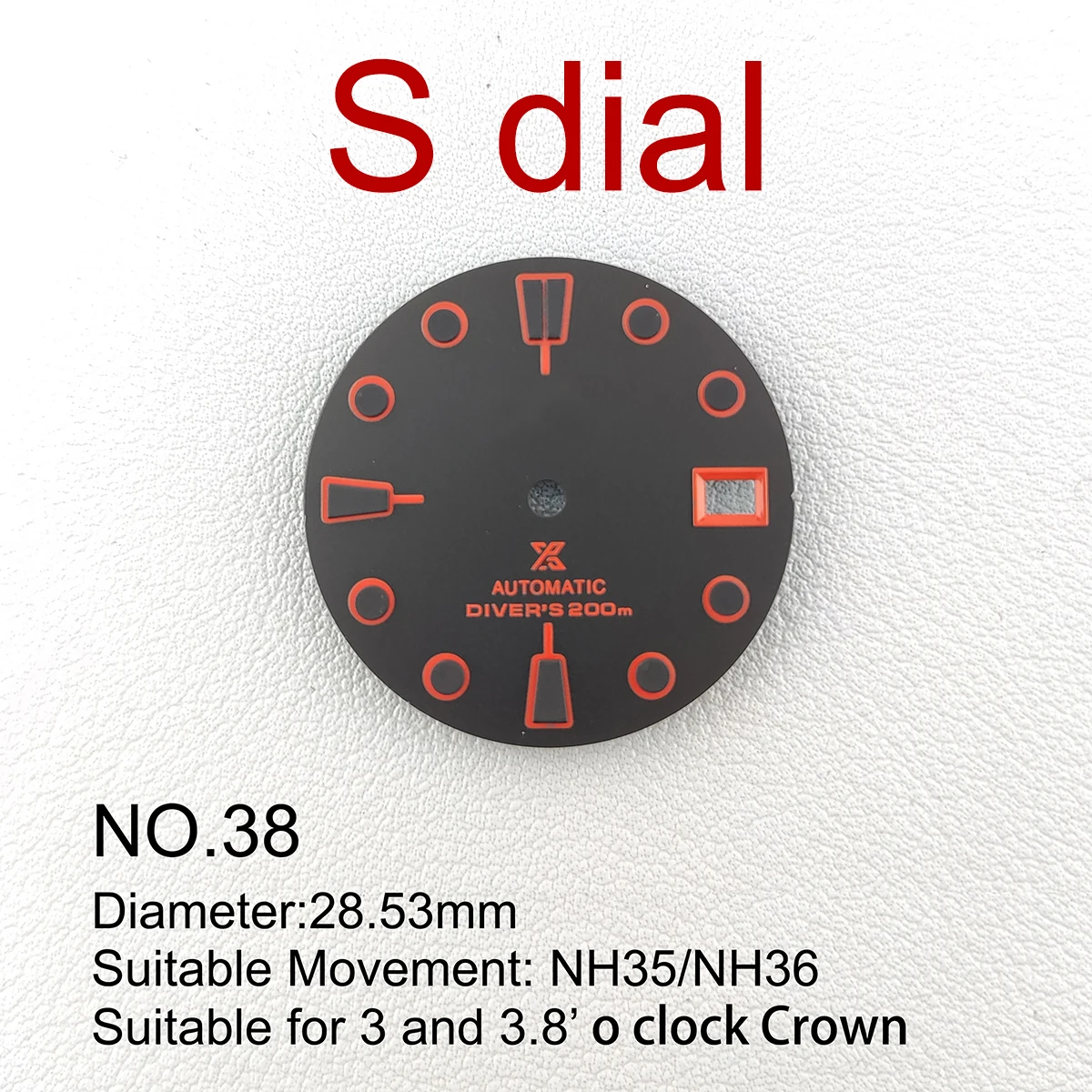 NH35 Watch Parts 28.5mm/29mm C3 Watch Mod Dial For NH35/Nh36 Automatic Movement With S Logo Watch Accessories Part NO38 
NH35 Watch Parts 28.5mm/29mm C3 Watch Mod Dial For NH35/Nh36 Automatic Movement With S Logo Watch Accessories Part NO38