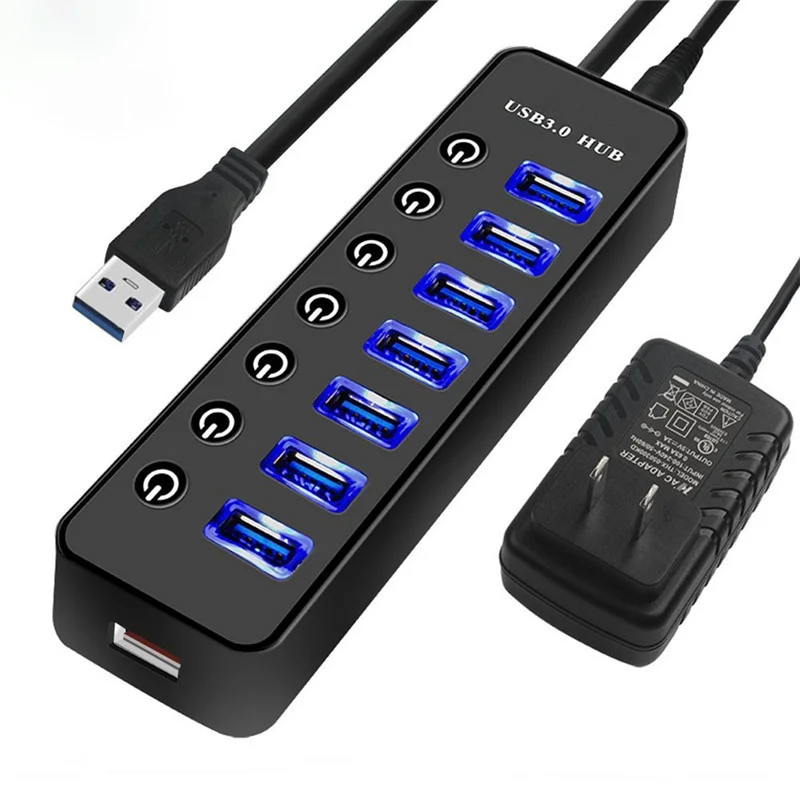 Xput Usb Charging Powered Data Hub Usb 3.0 7 Port Splitter Adapter Hub with Individual Light Switch Led Indicator for Laptop
Xput Usb Charging Powered Data Hub Usb 3.0 7 Port Splitter Adapter Hub with Individual Light Switch Led Indicator for Laptop