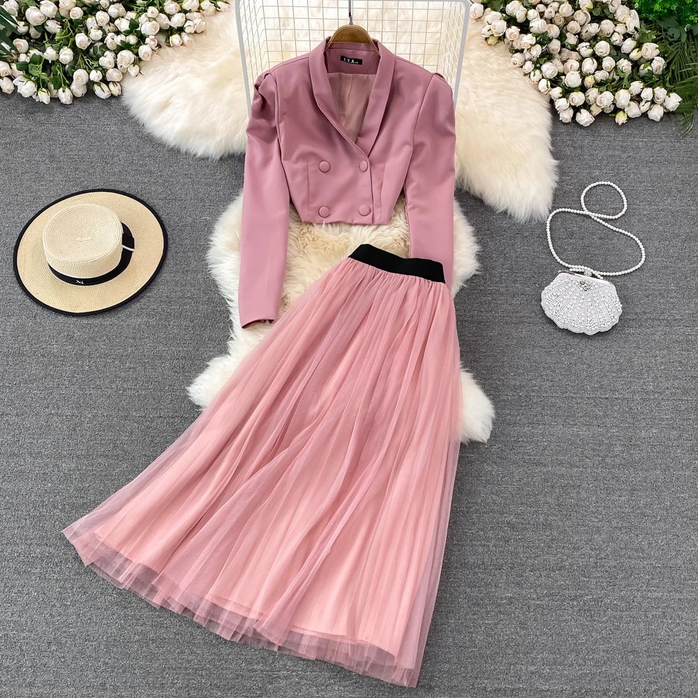 Spring Autumn Fashion Sets British Style Long Sleeve Short Blazer Jackets + High Waist Mid-Length Pleated Skirt Two Piece Sets
Spring Autumn Fashion Sets British Style Long Sleeve Short Blazer Jackets + High Waist Mid-Length Pleated Skirt Two Piece Sets