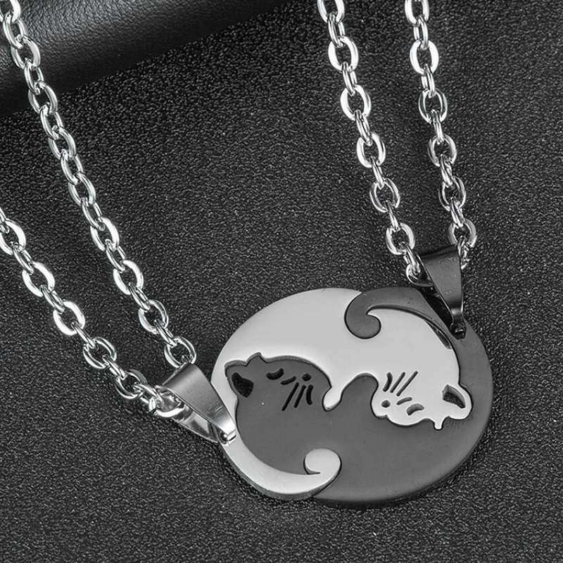 Paired Pendants Cat Splice Couple Shared Necklace Black White Heart Round Couple Stitching Stainless Steel Yin Yang Necklace
Paired Pendants Cat Splice Couple Shared Necklace Black White Heart Round Couple Stitching Stainless Steel Yin Yang Necklace