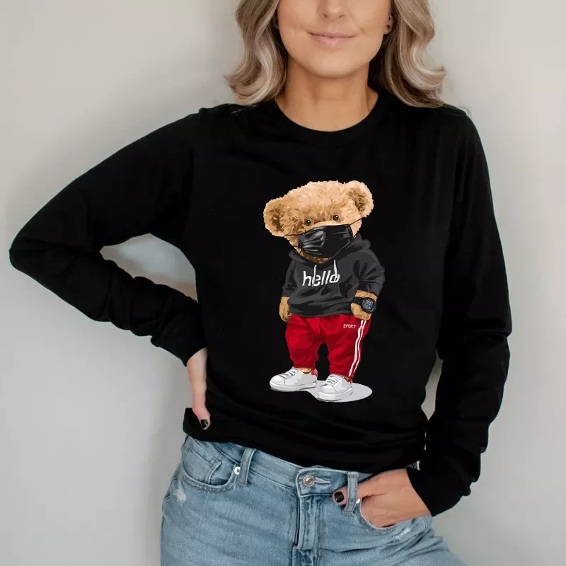 2022NEW bear print long-sleeved hoodie women autumn and winter 100% pure cotton casual super Dalian hoodie with ladies sweater 
2022NEW bear print long-sleeved hoodie women autumn and winter 100% pure cotton casual super Dalian hoodie with ladies sweater