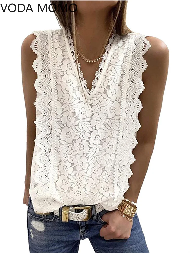 Elegant Women's summer sleeveless lace blouses fashion new casual woman tops women shirt blouse chemise femme blusas blusa 
Elegant Women's summer sleeveless lace blouses fashion new casual woman tops women shirt blouse chemise femme blusas blusa