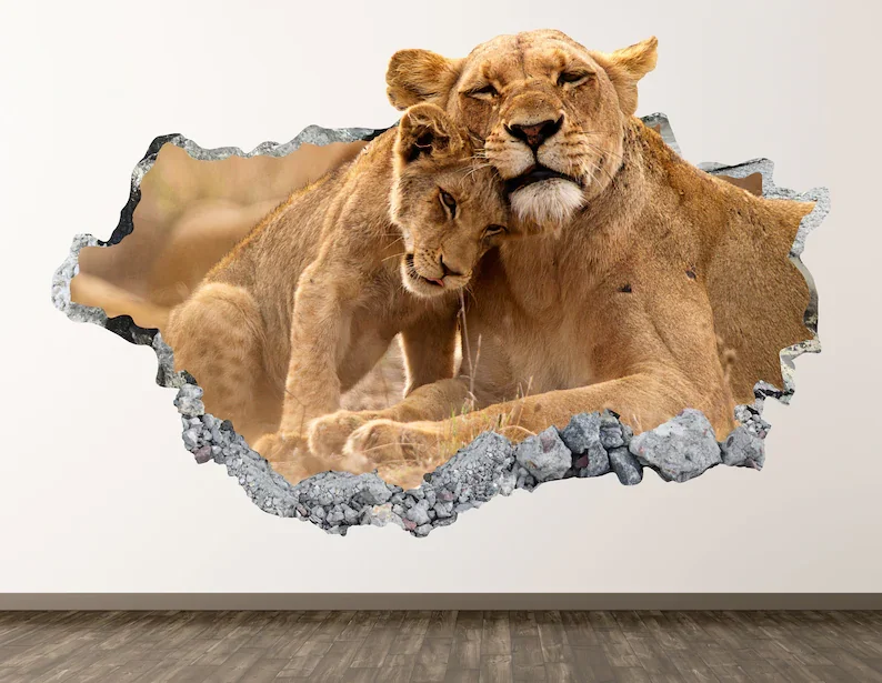 Lions Family Wall Decal - Animal 3D Smashed Wall Art Sticker Kids Room Decor Vinyl Home Poster Custom Gift KD572
Lions Family Wall Decal - Animal 3D Smashed Wall Art Sticker Kids Room Decor Vinyl Home Poster Custom Gift KD572