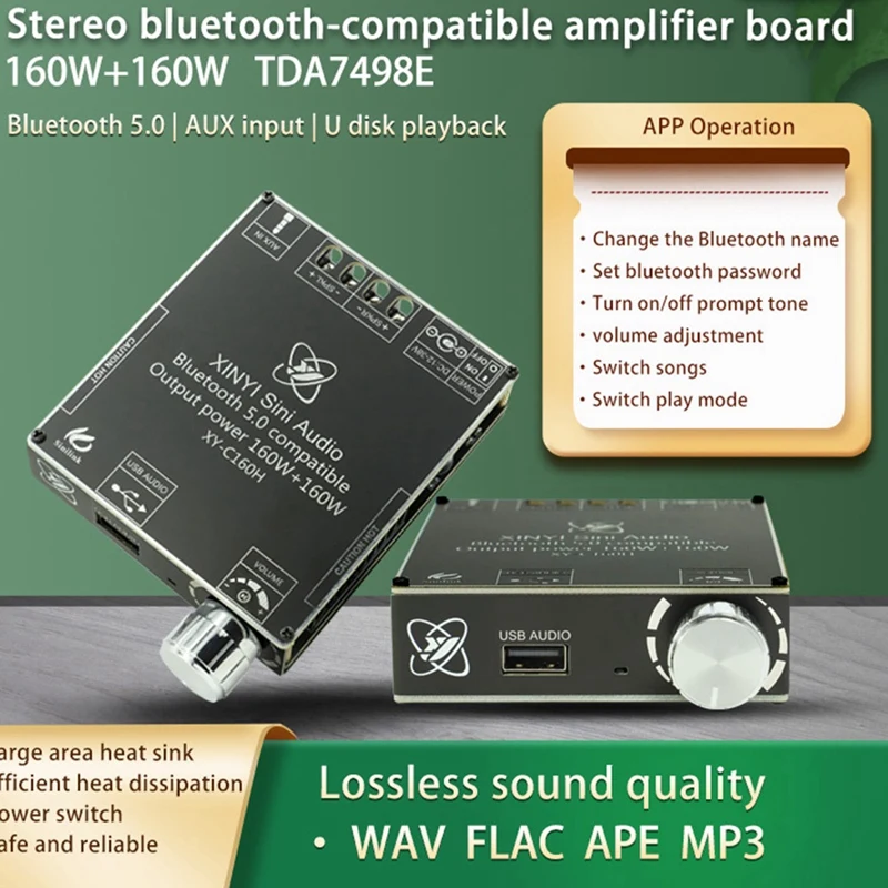 XY-C160H Bluetooth Audio Power Amplifier Module TDA7498E 160WX2 High Bass Adjustment Amplifier Board DC12-38V
XY-C160H Bluetooth Audio Power Amplifier Module TDA7498E 160WX2 High Bass Adjustment Amplifier Board DC12-38V