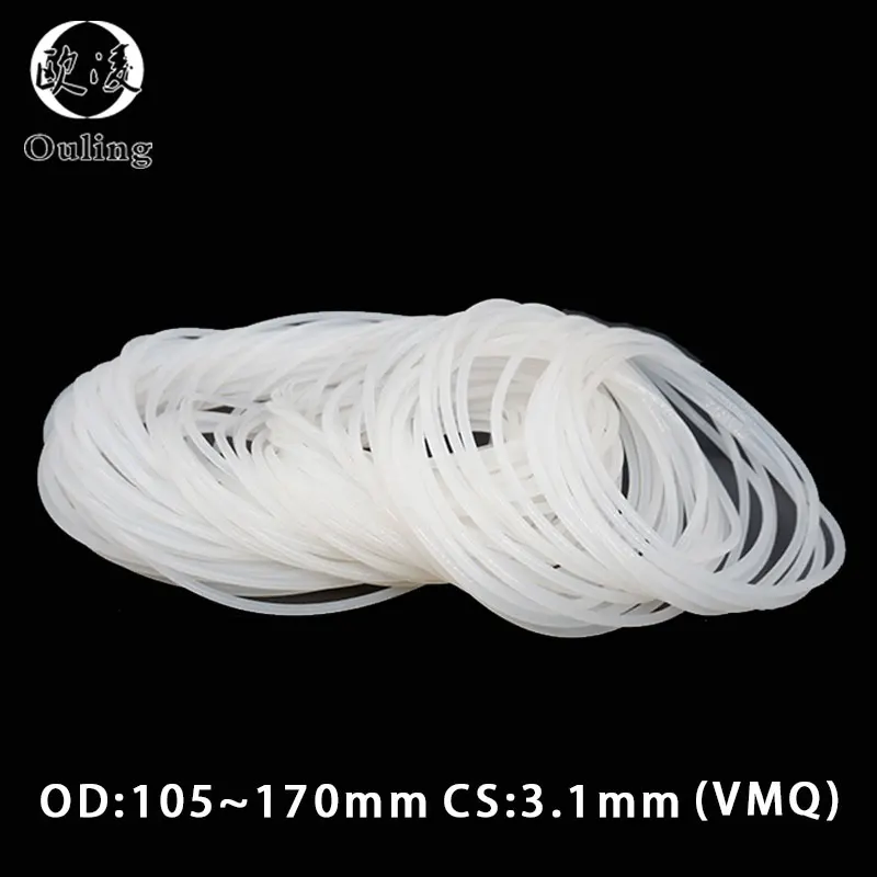 White Silicon Ring Silicone Oring CS3.1mm OD105/110/115/120/125/130/135/140/150/170*3.1mm Rubber O-Ring Seal Gasket ORing Washer
White Silicon Ring Silicone Oring CS3.1mm OD105/110/115/120/125/130/135/140/150/170*3.1mm Rubber O-Ring Seal Gasket ORing Washer