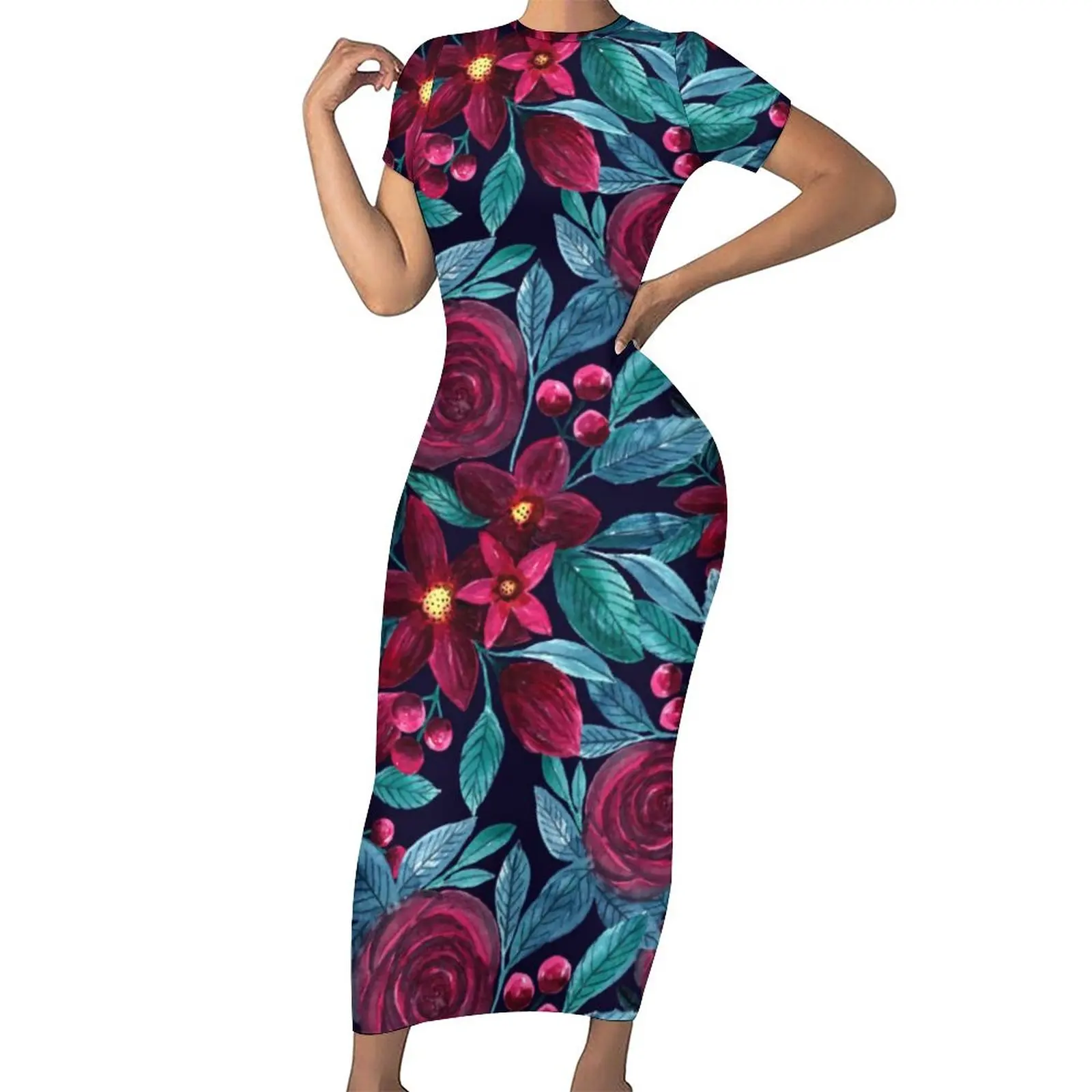 Roses Dress Christmas Floral Print Street Fashion Bodycon Dress Short Sleeve Night Club Maxi Dresses Custom Oversized Vestido
Roses Dress Christmas Floral Print Street Fashion Bodycon Dress Short Sleeve Night Club Maxi Dresses Custom Oversized Vestido