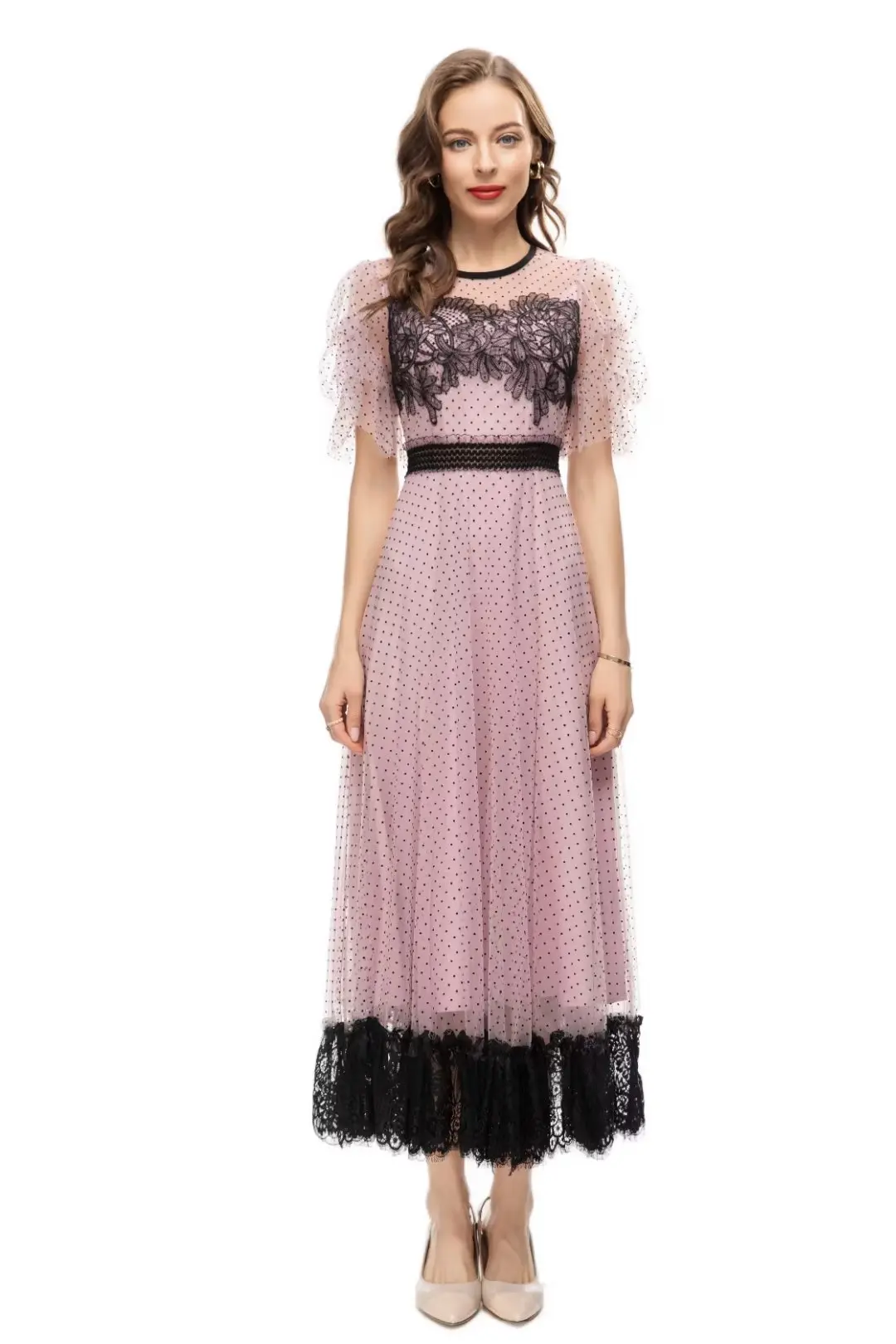 Short Sleeve Waist Show Thin Mesh Dot 2023 Summer Women's Round Neck Stitching Lace Embroidered Dress
Short Sleeve Waist Show Thin Mesh Dot 2023 Summer Women's Round Neck Stitching Lace Embroidered Dress