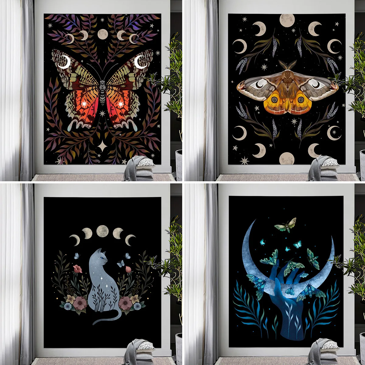Moth Art Tapestry Moon Phase Aesthetic Hanging Cloth Wall Decoration Printed Wall Hanging Home Wall Background Decorative Cloth
Moth Art Tapestry Moon Phase Aesthetic Hanging Cloth Wall Decoration Printed Wall Hanging Home Wall Background Decorative Cloth