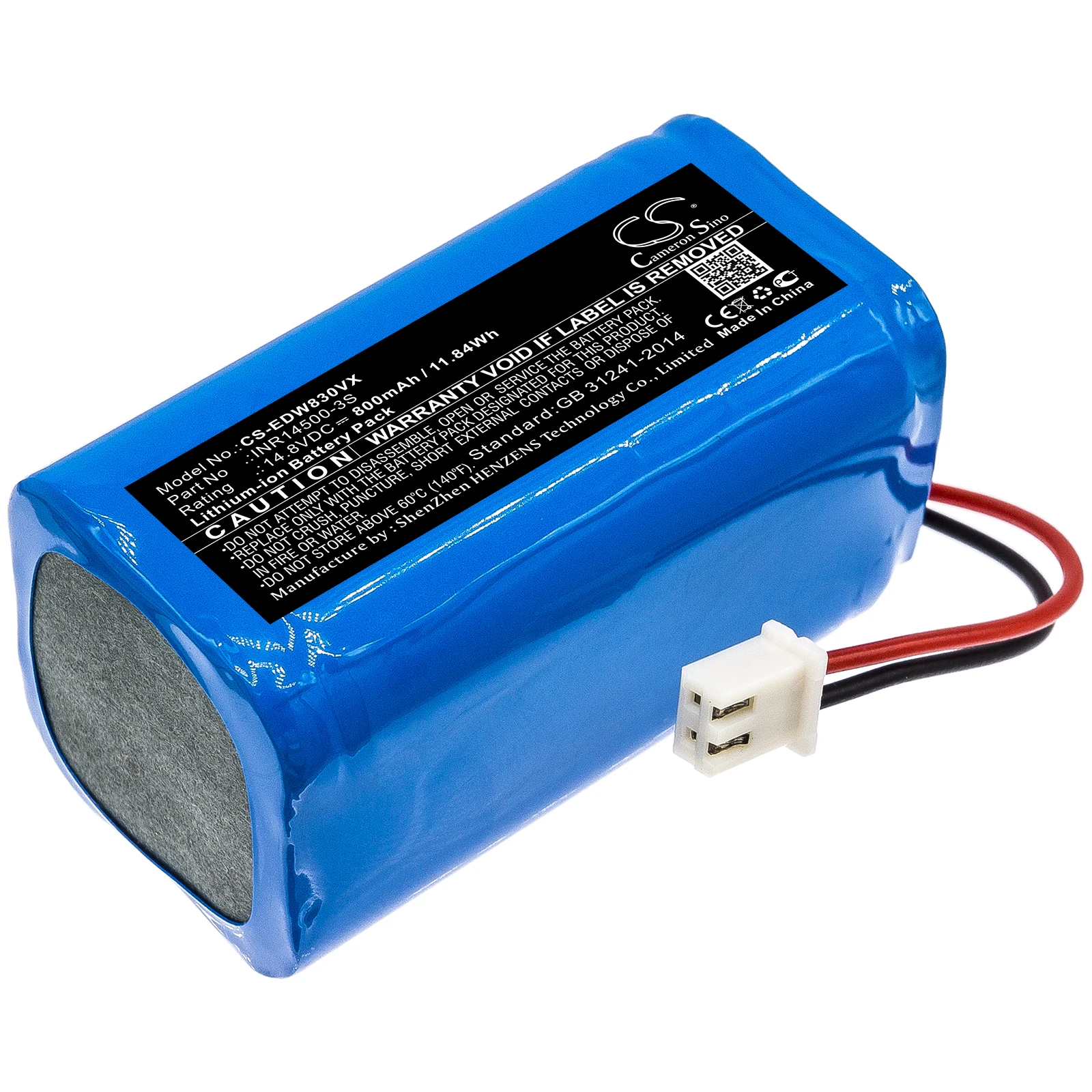 CS 800mAh / 11.84Wh battery for Ecovacs W830, W830-RD, W830S, W836, W850, W855, W930, W950 INR14500-3S
CS 800mAh / 11.84Wh battery for Ecovacs W830, W830-RD, W830S, W836, W850, W855, W930, W950 INR14500-3S