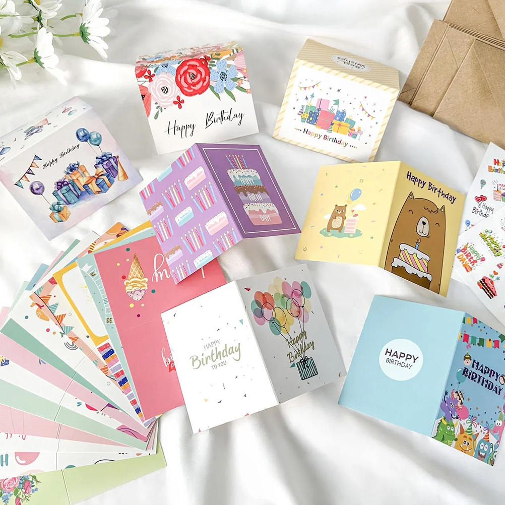 

Поздравительная открытка на день рождения, бумажные открытки-конверты, складные поздравительные открытки