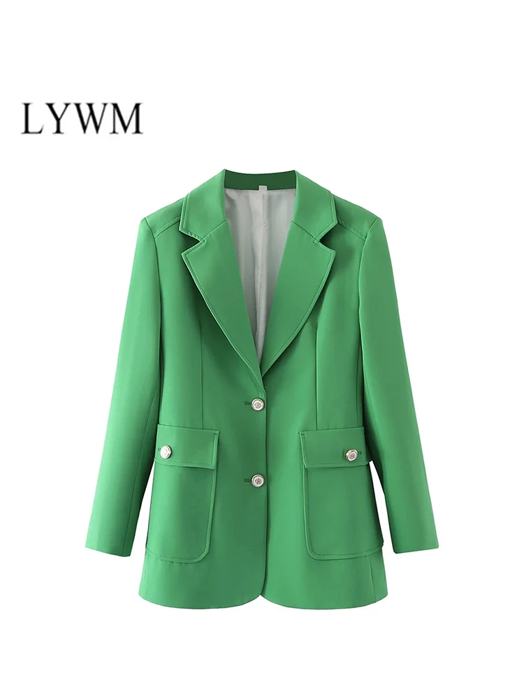 LYWM Women Fashion With Pockets Solid Single Breasted Blazer Vintage Notched Neck Long Sleeves Female Office Lady Coats
LYWM Women Fashion With Pockets Solid Single Breasted Blazer Vintage Notched Neck Long Sleeves Female Office Lady Coats