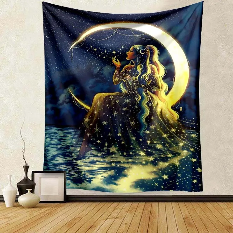 Moon Woman Tapestry Wall Hanging Psychedelic Art Tapestries Simple Line Wall Cloth Psychedelic Women Yoga Carpet Boho Decor
Moon Woman Tapestry Wall Hanging Psychedelic Art Tapestries Simple Line Wall Cloth Psychedelic Women Yoga Carpet Boho Decor