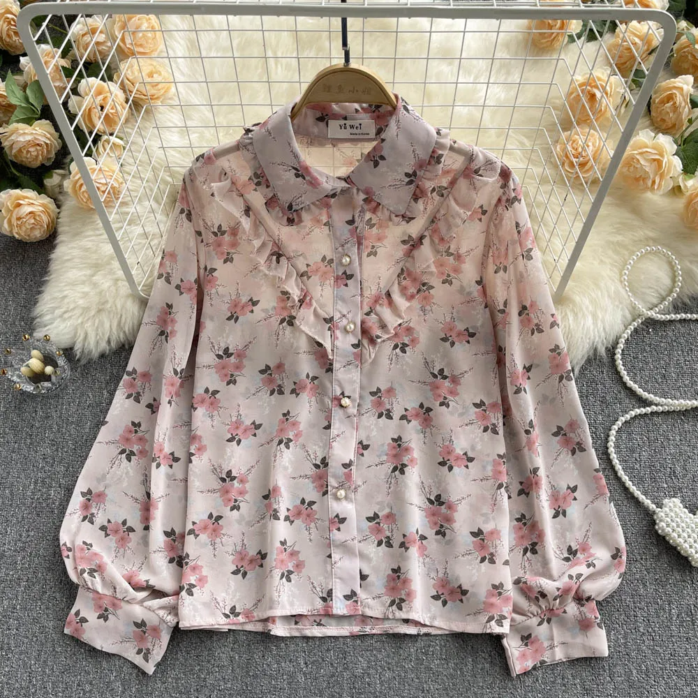 C979 Women's New Fashion Spring Autumn Vintage Floral Print Chiffon Shirt Ruffle Long Sleeve Tops Mujer Casual Blouse
C979 Women's New Fashion Spring Autumn Vintage Floral Print Chiffon Shirt Ruffle Long Sleeve Tops Mujer Casual Blouse