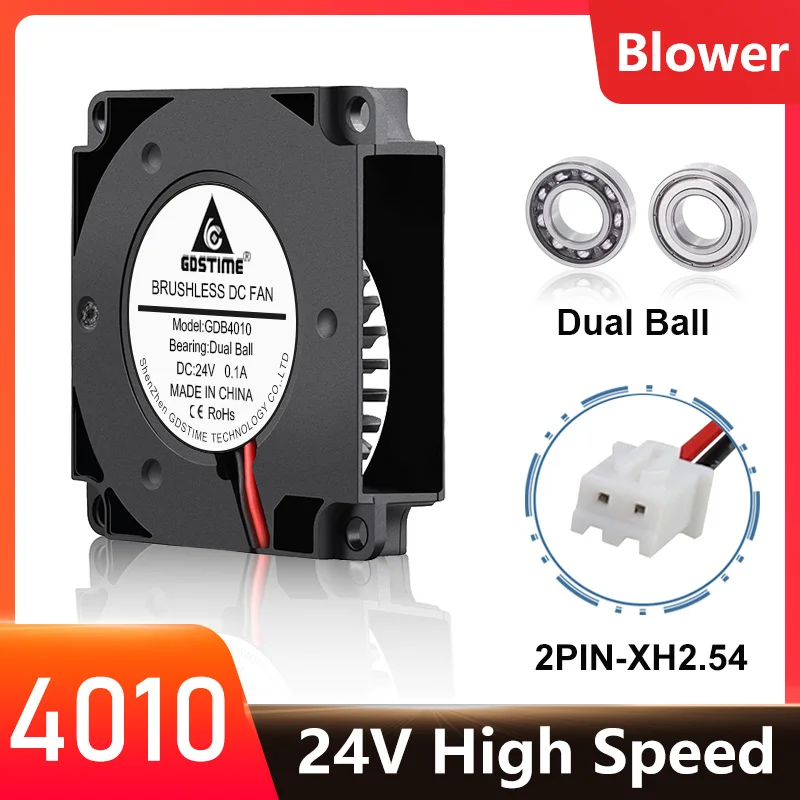 Gdstime 40mm 3D Printer Fan 24V 2PIN 40x40x10mm Blower Dual Ball High Speed Cooling Accessories DC Turbo Blower 4010 Radial Fans
Gdstime 40mm 3D Printer Fan 24V 2PIN 40x40x10mm Blower Dual Ball High Speed Cooling Accessories DC Turbo Blower 4010 Radial Fans