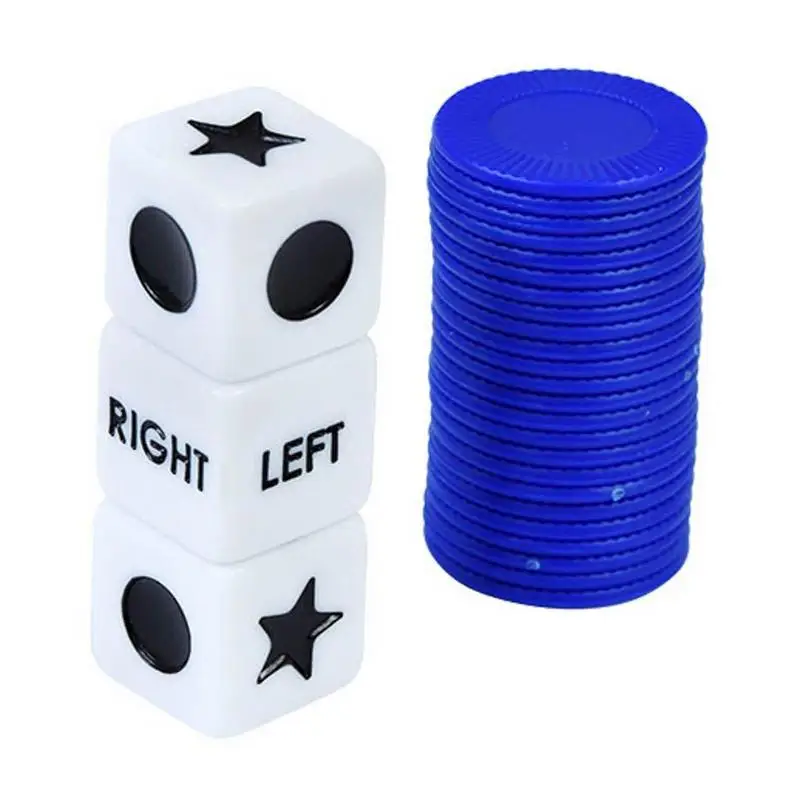 

Funny Left Right Center Dice Game Innovative Left Right Center Table Game With 3 Dices And 24 Chips For Club Drinking Games