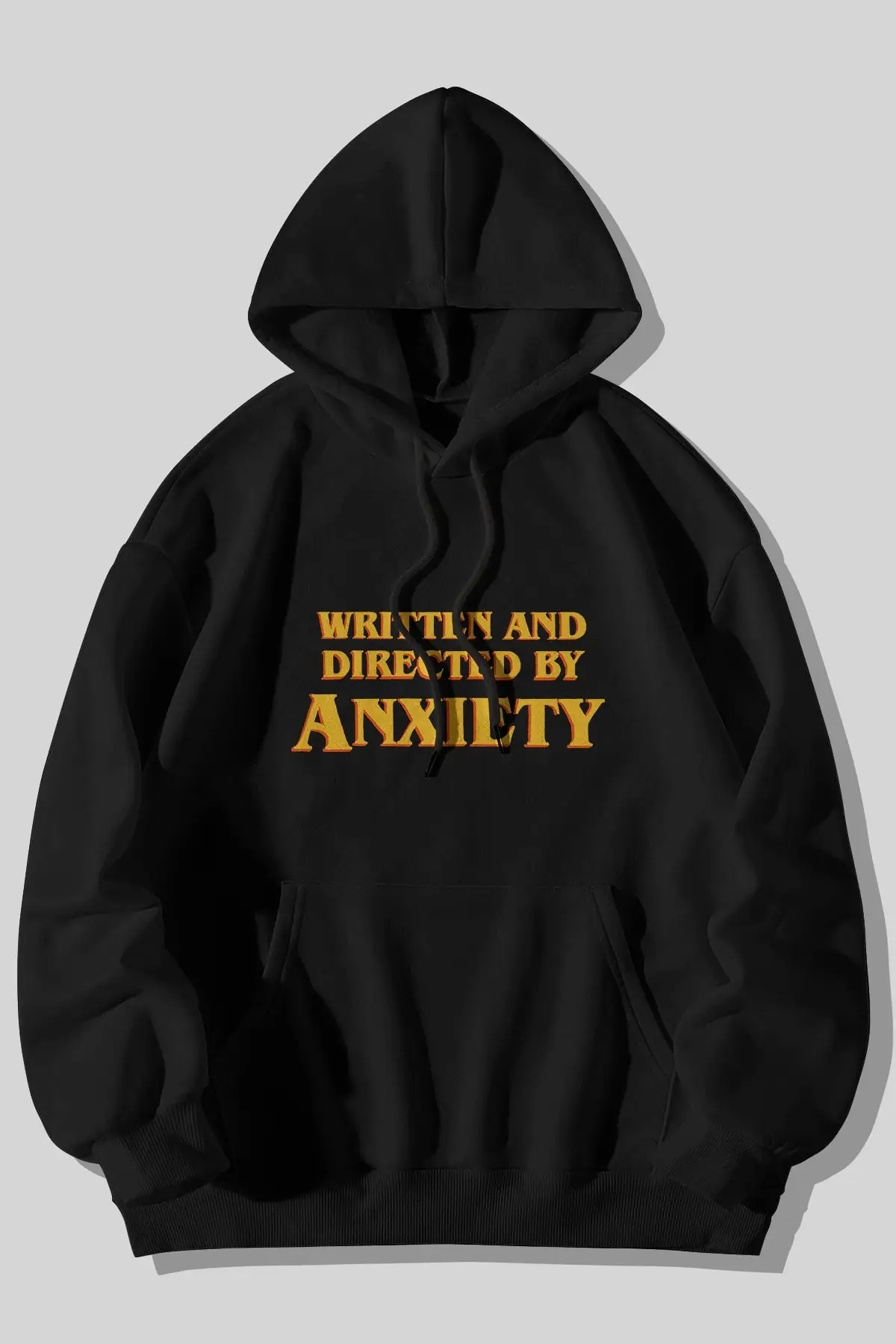 Written And Directed By Anxiety Printed Unisex Black Kangaroo Pocket Hooded Sweatshirt Hoodie
Written And Directed By Anxiety Printed Unisex Black Kangaroo Pocket Hooded Sweatshirt Hoodie