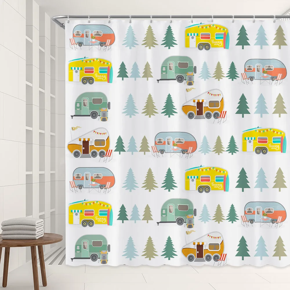 Cartoon Camper Kids Shower Curtains Colorful Bus Picnic Camping Tree Modern White Children Bathroom Decor Polyester Fabric Hooks
Cartoon Camper Kids Shower Curtains Colorful Bus Picnic Camping Tree Modern White Children Bathroom Decor Polyester Fabric Hooks
