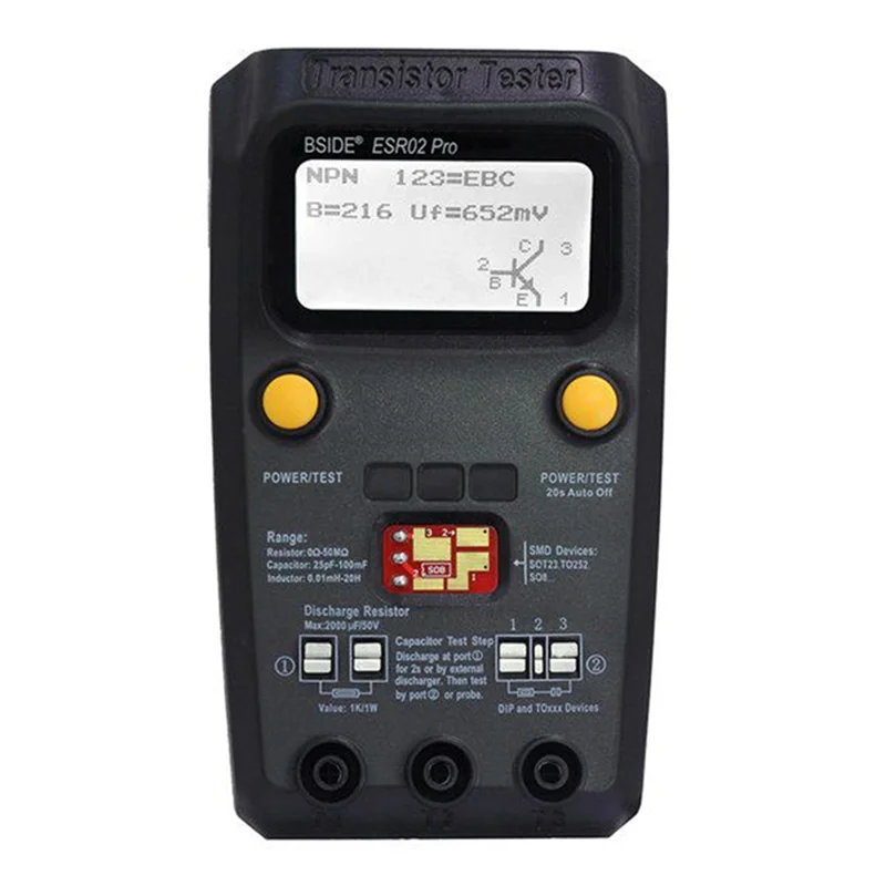 ESR02 Pro тестер транзисторов Цифровой мультиметр диодный триодный резистор емкость индуктивность MOSFET NPN Triac(A)
ESR02 Pro тестер транзисторов Цифровой мультиметр диодный триодный резистор емкость индуктивность MOSFET NPN Triac(A)