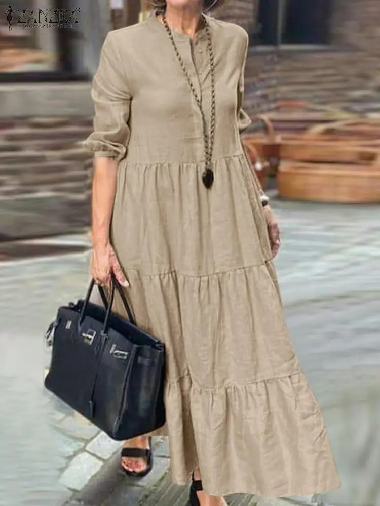 ZANZEA 3/4 Sleeve O-Neck Solid Color Sundress Women Elegant Dress Fashion Casual Dresses Female Oversized Vintage Holiday Robe
ZANZEA 3/4 Sleeve O-Neck Solid Color Sundress Women Elegant Dress Fashion Casual Dresses Female Oversized Vintage Holiday Robe