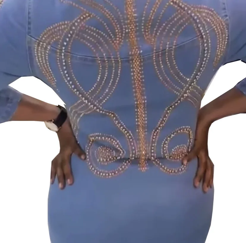 2022 эластичное джинсовое длинное платье африканские платья для женщин